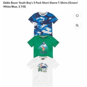 Eddie Bauer BUNDLE Youth Boy's 3 Pack Short Sleeve T-Shirts S 7/8) NWT